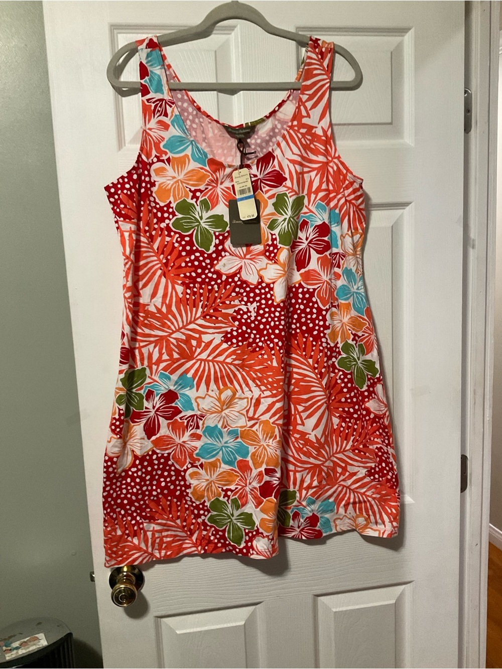 Tommy Bahama Red Tropical Floral Midi Dress with Multicolor Blossoms